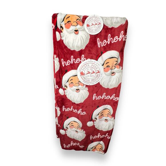 None and/or Unknown Other - Classic Red Santa Plush Throw Blanket- 60”x70” - North Pole Special Delivery